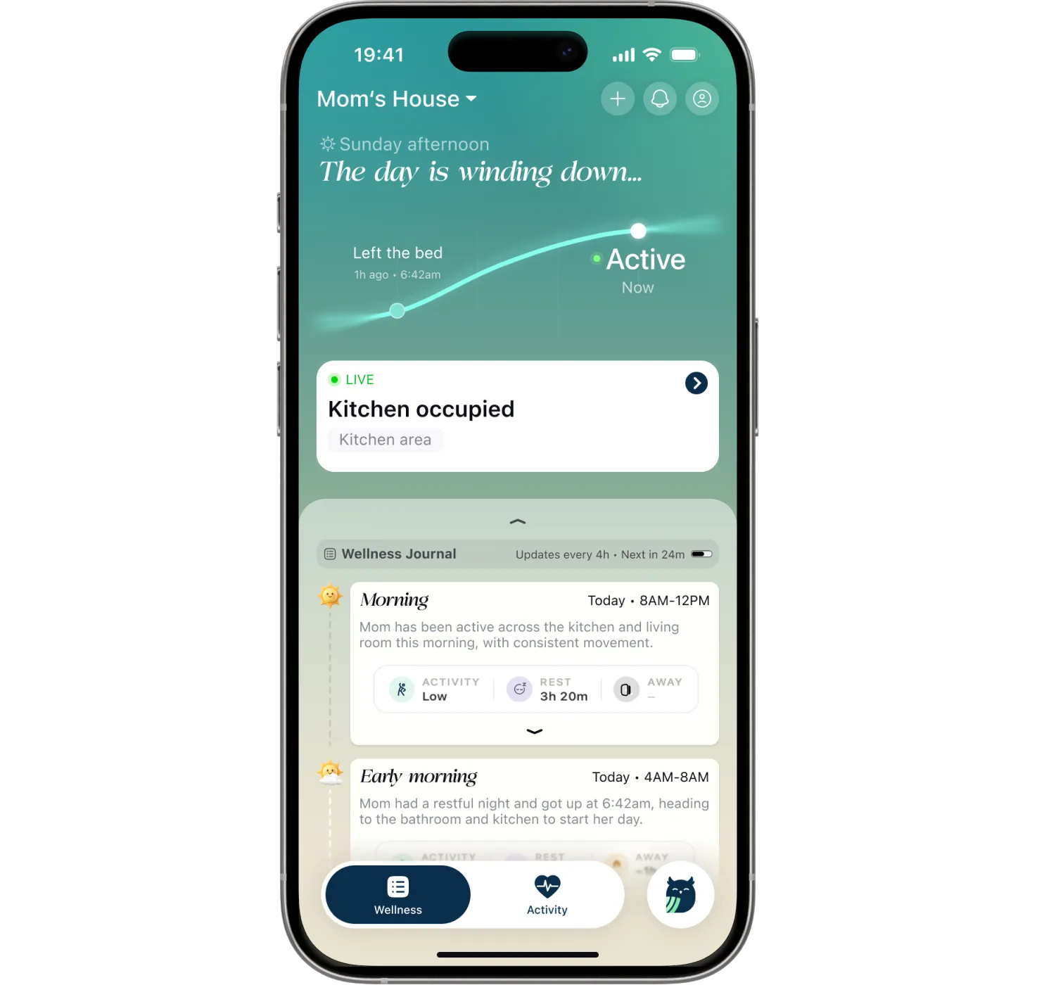 The Silvie app showing daily activity