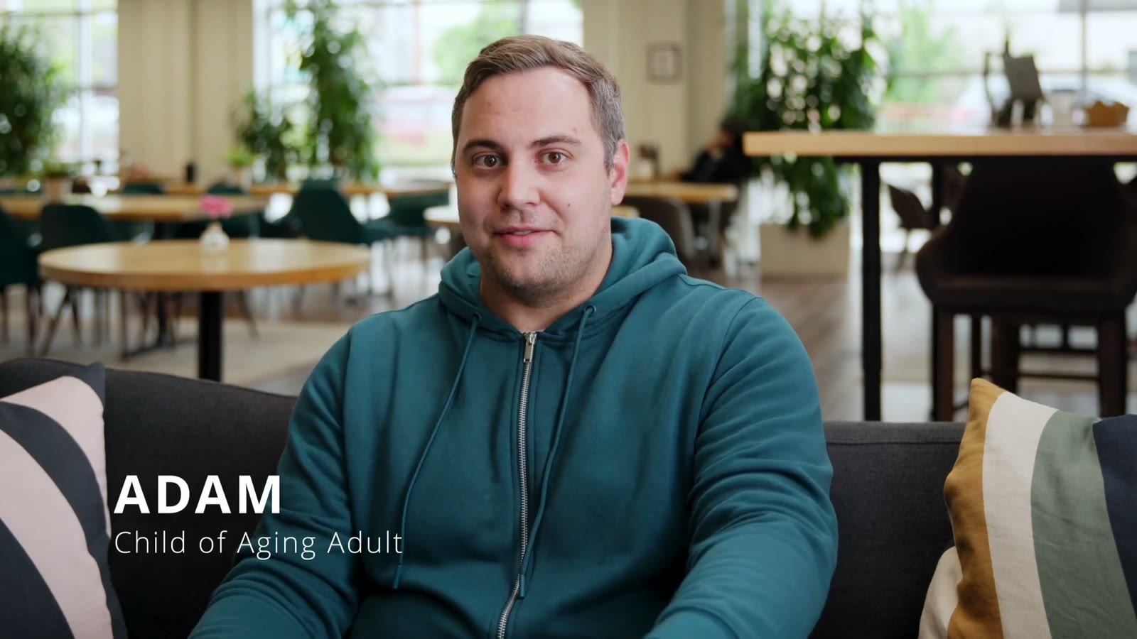Adam telling his story on camera