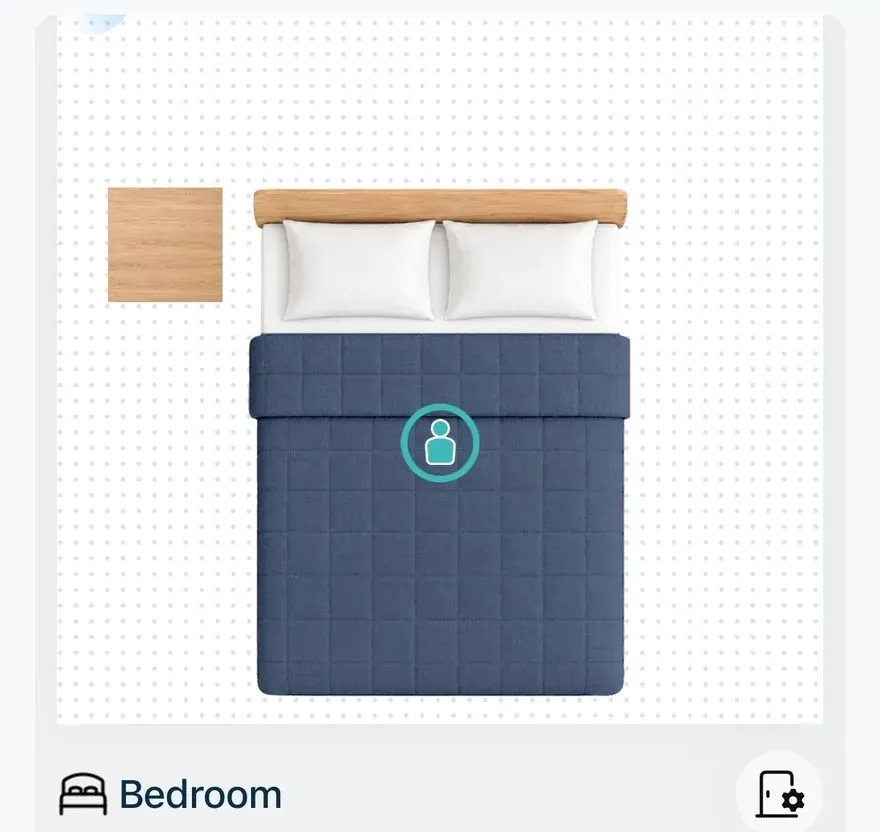 A floor plan with one dot where a person is